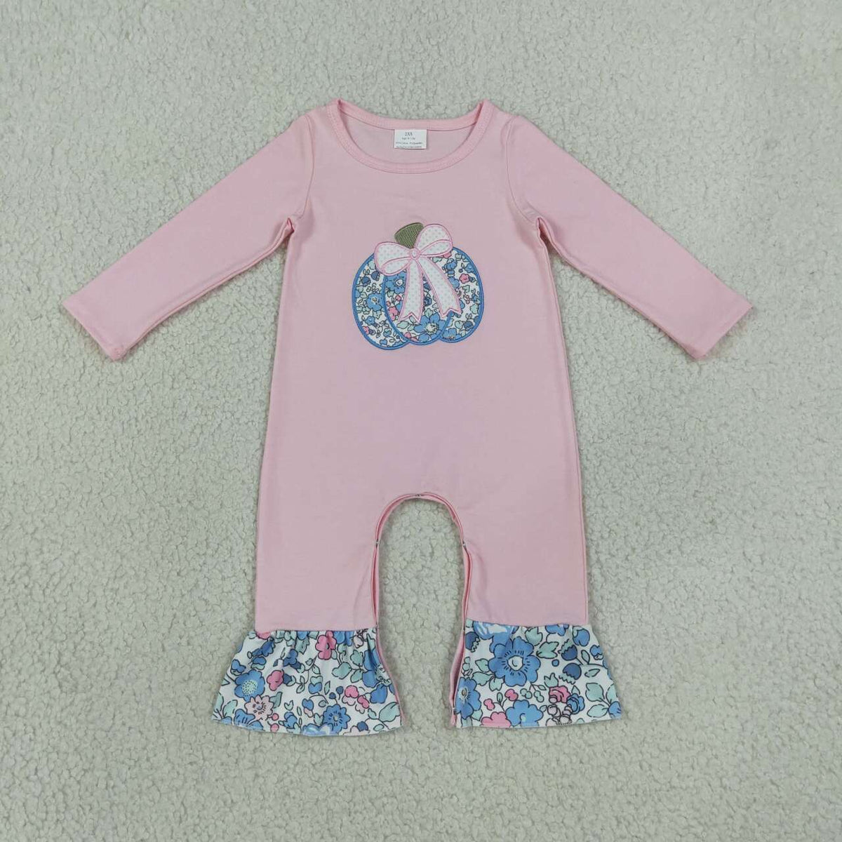 Sibling Baby Girls Embroidery Floral Pumpkin Tunic Top Outfit and Romper