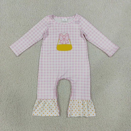 Sibling Baby Girls Holiday Embroidery Turkey Pumpkin Fall Long Sleeve Pants Romper