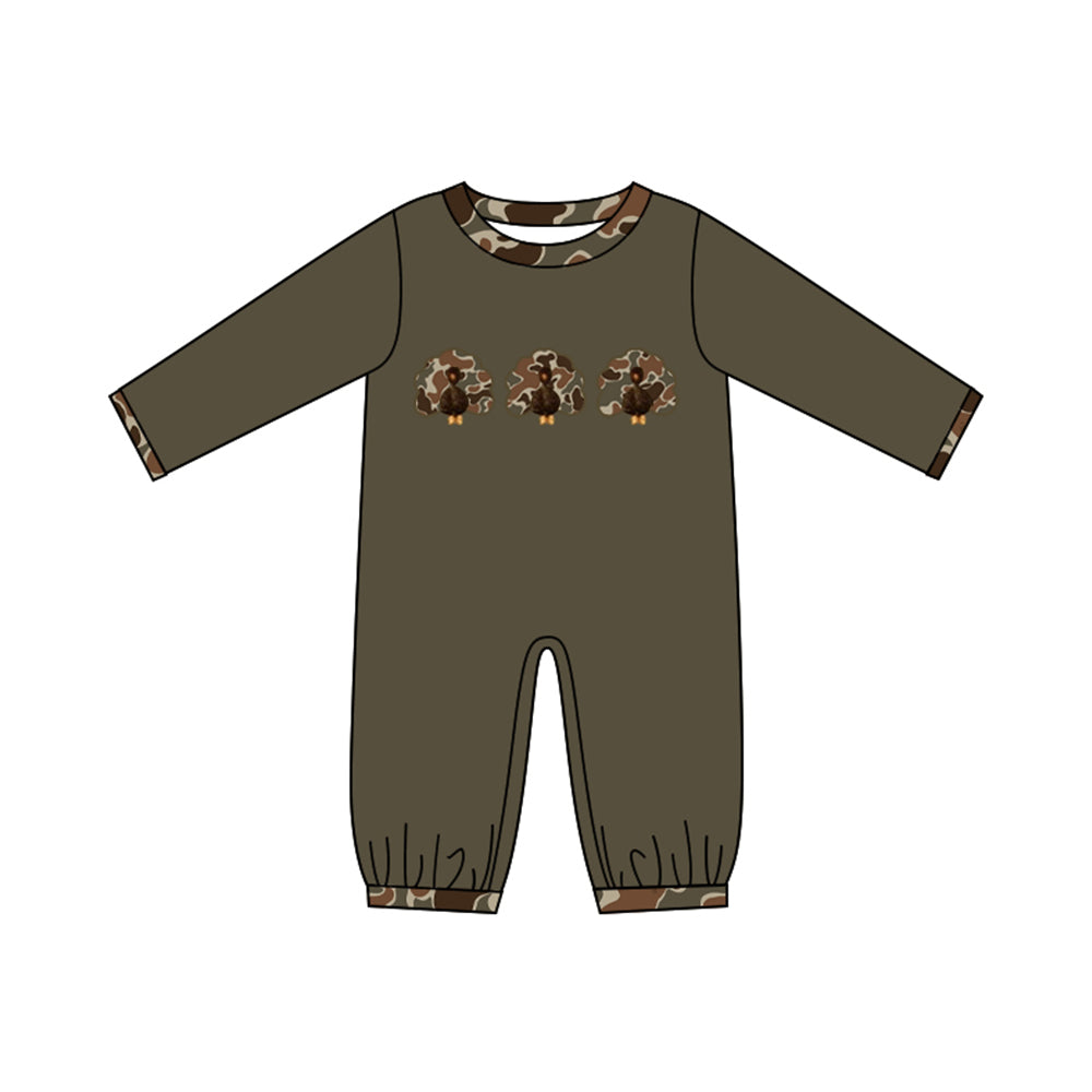 5.29 Preorder Baby Boys Thankgiving Camo Turkey Romper