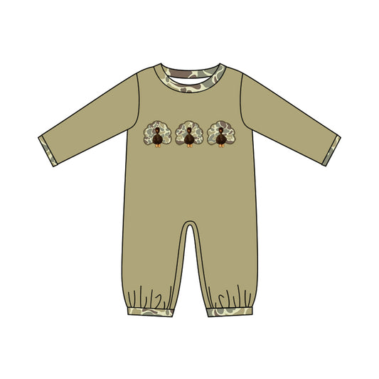 6.19 Preorder Baby Boys Thankgiving Green Camo Turkey Romper