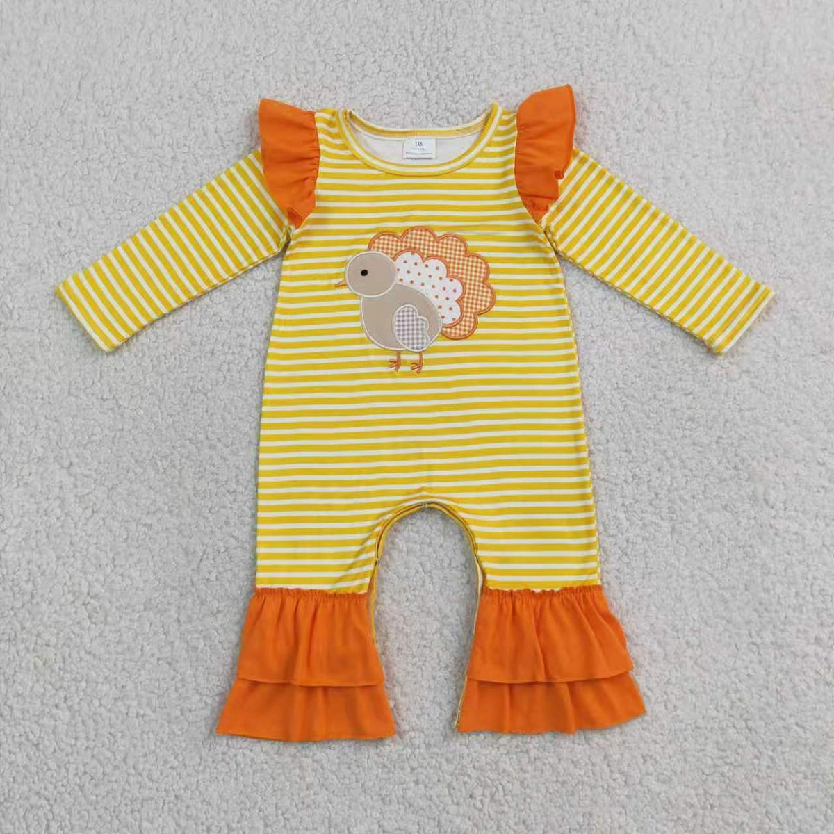Sibling Baby Girls Thanksgiving Embroidery Turley Outfit and Romper