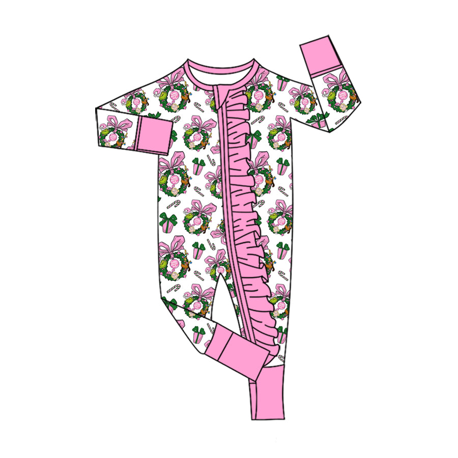 7.18 Preorder Christmas Gift Box Long Sleeve Zipper Romper