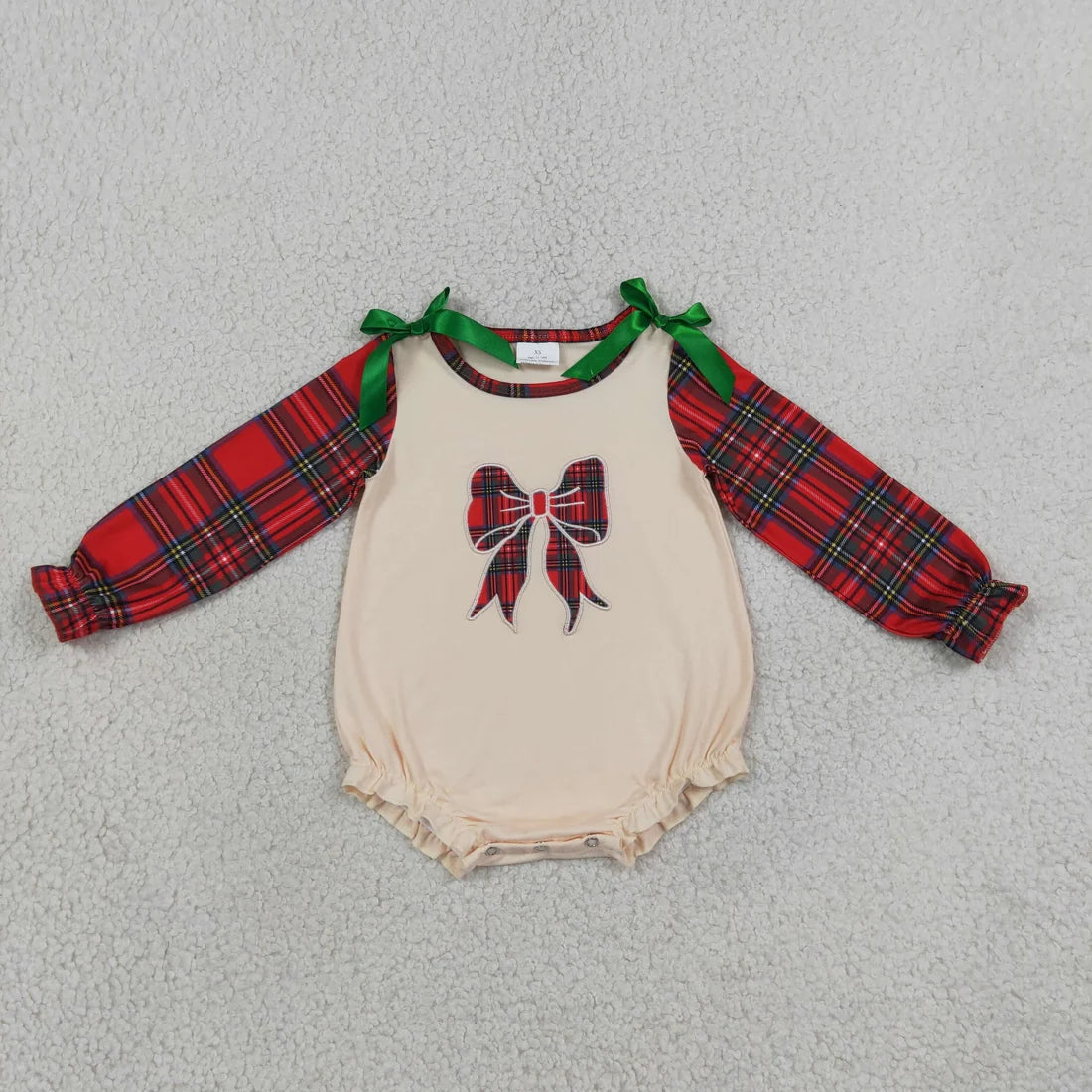 Sibling Baby Girls Christmas Embroidery Bow Ruffle Pliad Pants Outfit and Romper