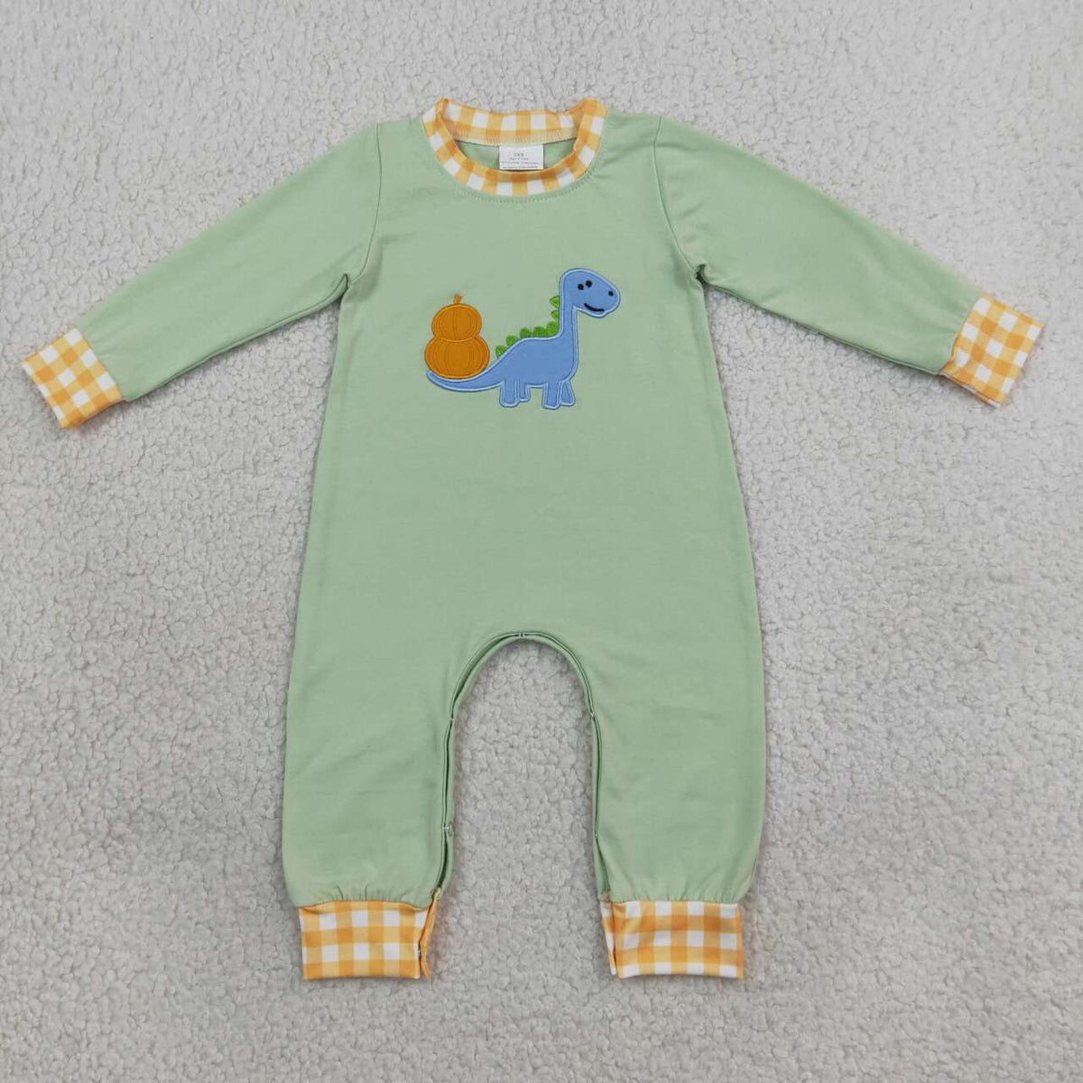 Sibling Baby Boys Embroidery Dinosaur Pumpkin Outfit and Romper