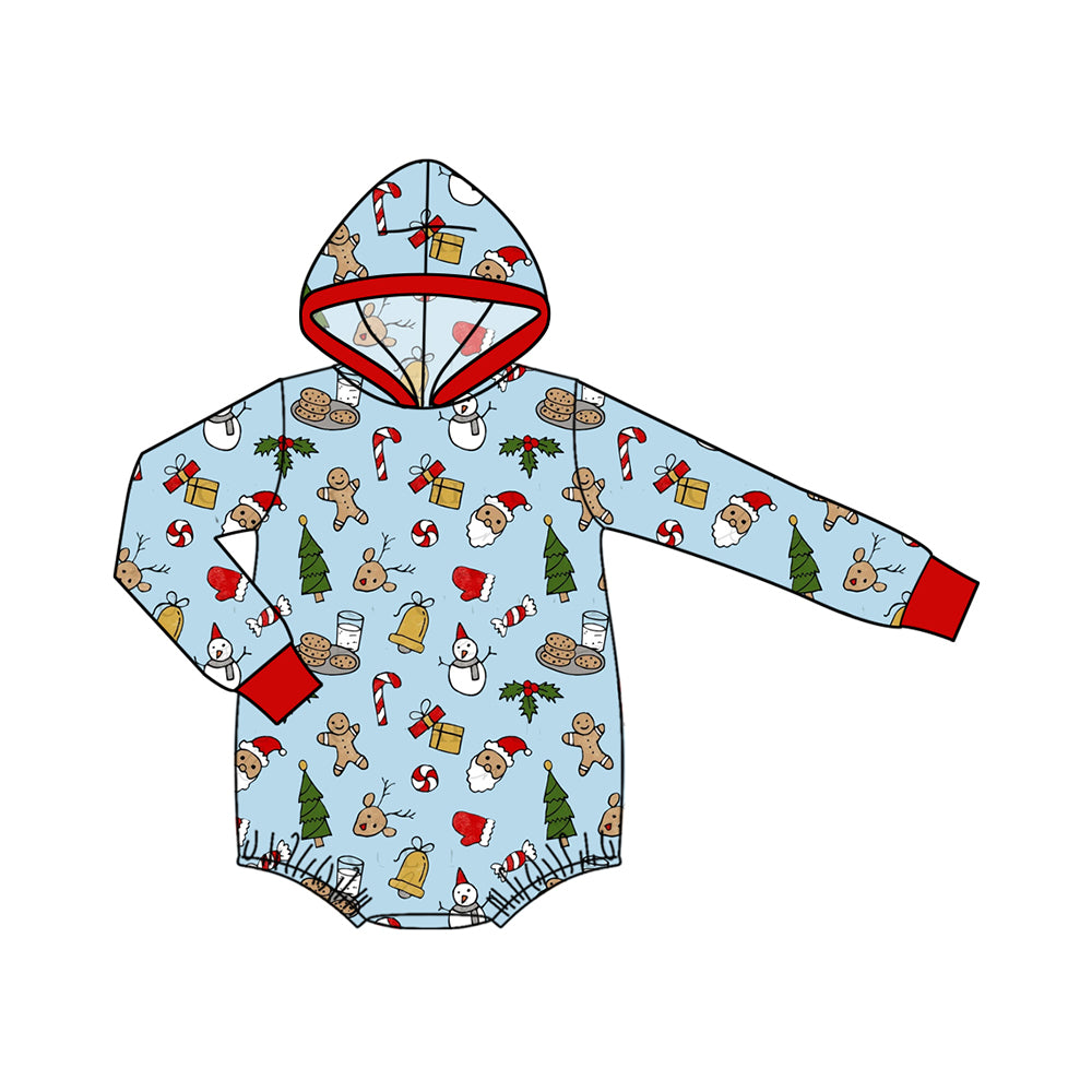 7.30 Preorder Baby Boys Christmas Blue Long Sleeve Hoodie Bubble Romper