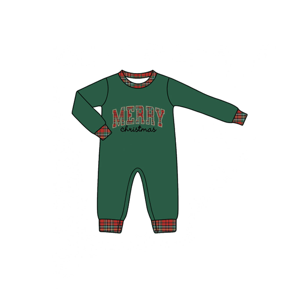 7.31 Preorder Baby Boys Merry Christmas Green Long Sleeve Romper