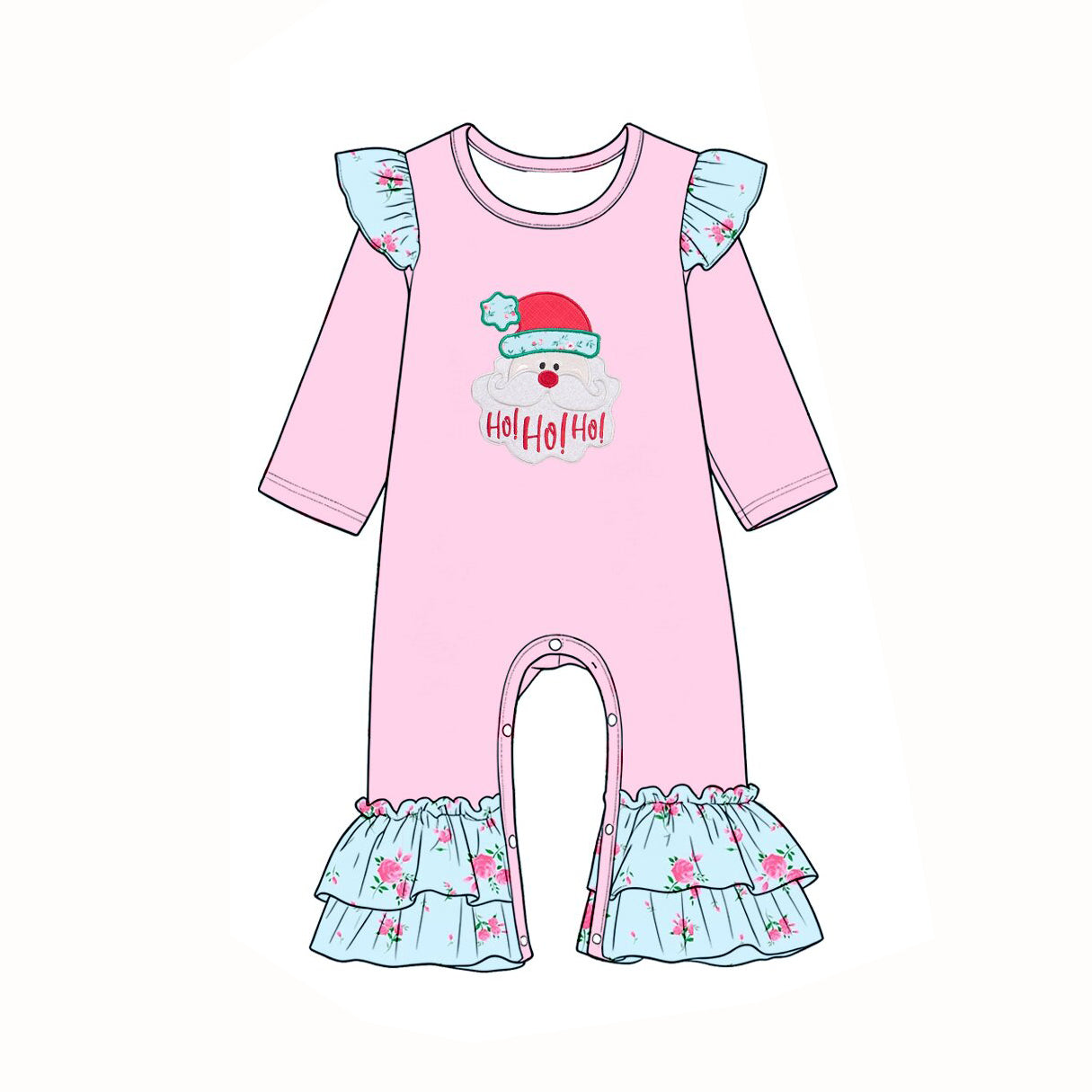 7.31 Preorder Baby Girls Christmas Santa Pink Long Sleeve Romper