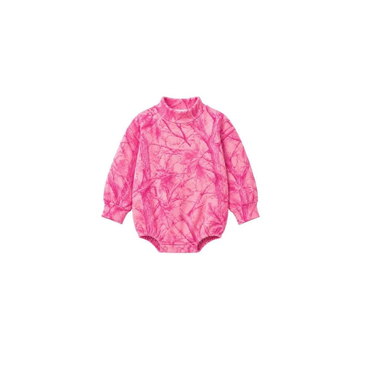 8.6 LR3224 Preorder Pink Branch Print Baby Girls Long Sleeve Romper