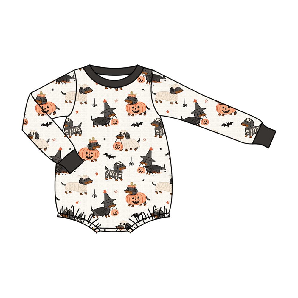 8.6 Preorder Baby Boys Halloween Dachshund Dog Romper