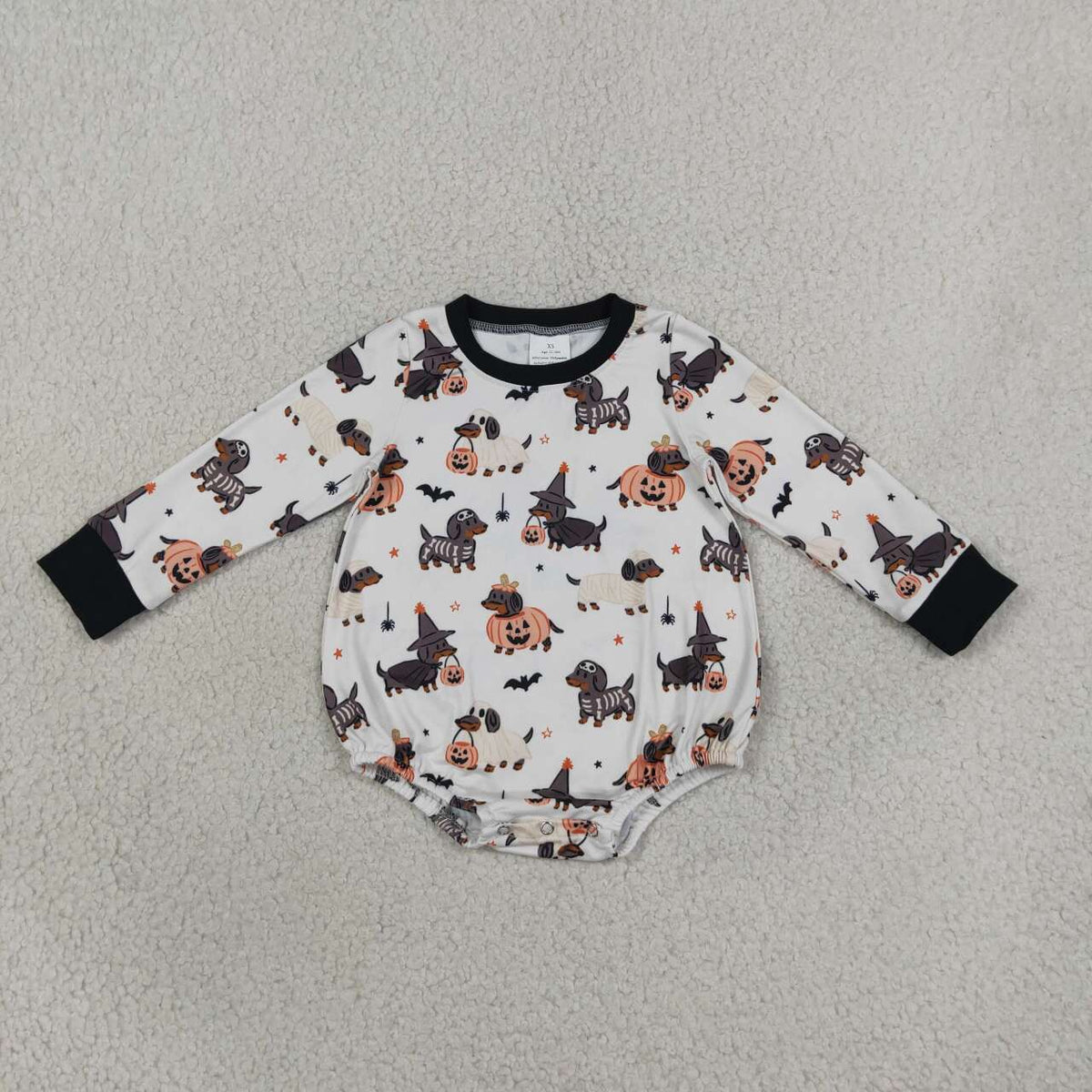 Sibling Baby Boys Hallowen Pumpkin Dog Pullover Top Pajama Set and Romper