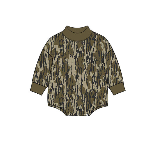 8.11 Preorder Baby Boys Green Camo Long Sleeve Bubble Romper