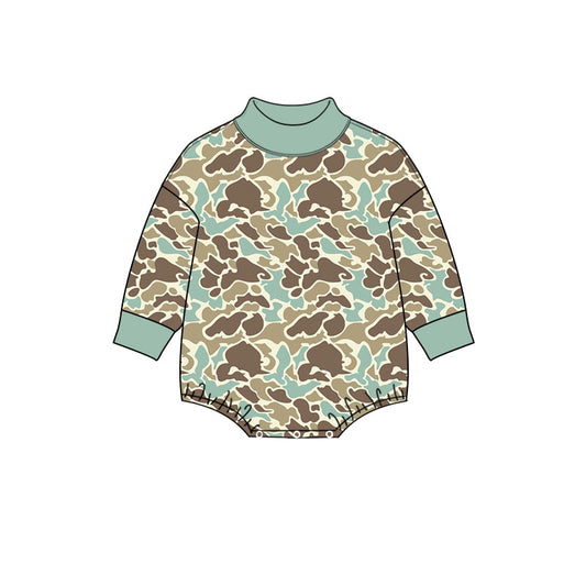8.11 Preorder Baby Boys Blue Camo Long Sleeve Bubble Romper
