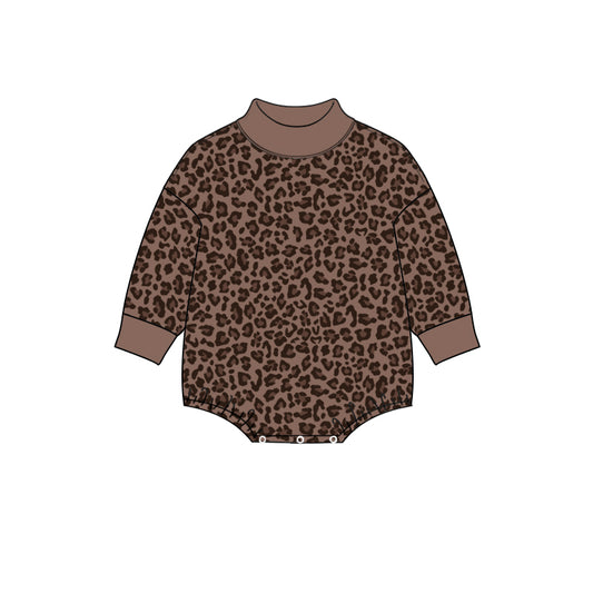 8.11 Preorder Baby Boys Leopard Long Sleeve Bubble Romper