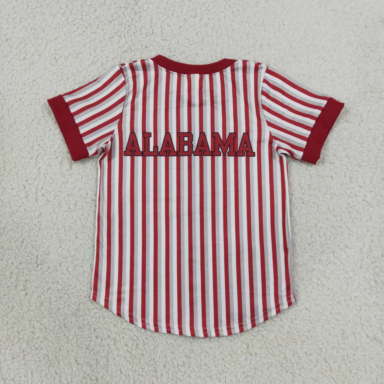 BT1746 Teams Alabama Wine Stripes Print Boys Short Sleeve T-shirts Top