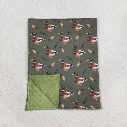 BL0287 Duck Call Feather Print Baby Boys Blanket