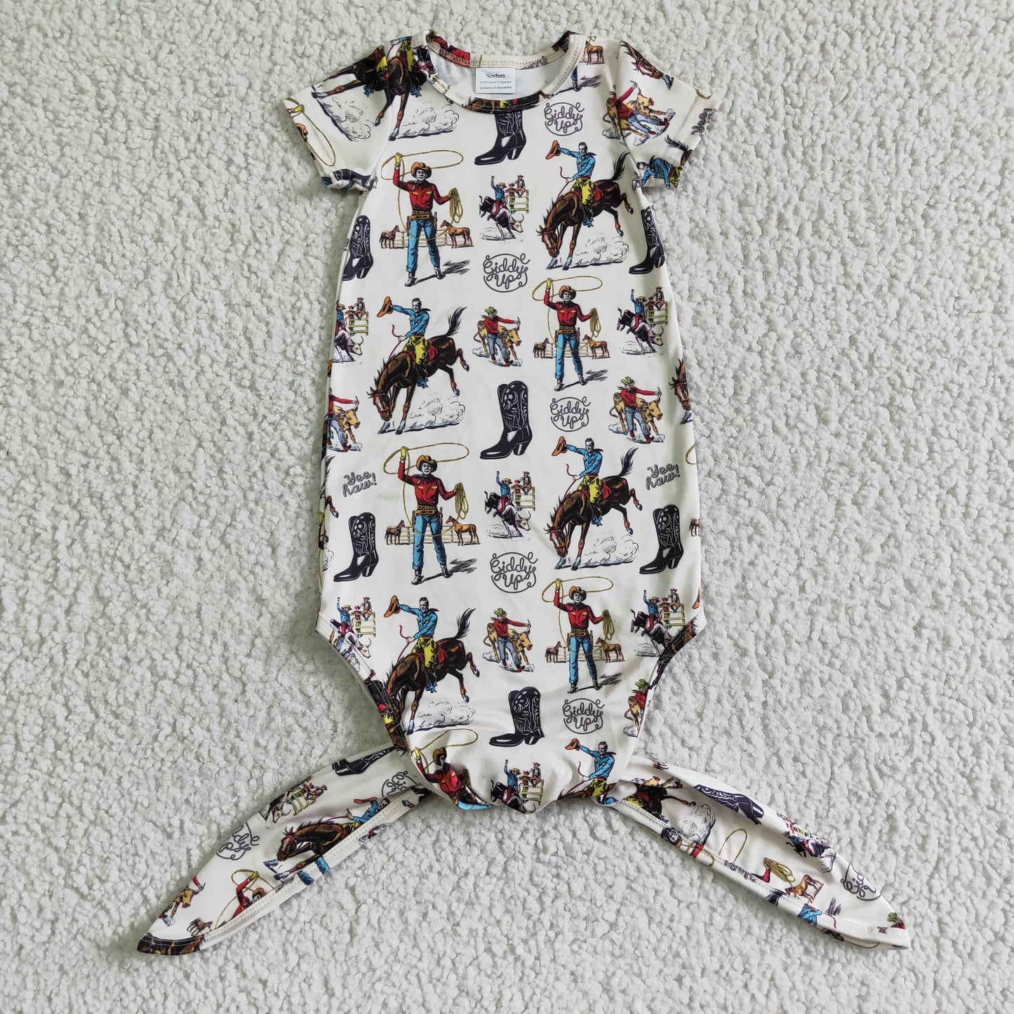 New born baby gown western print NB0005
