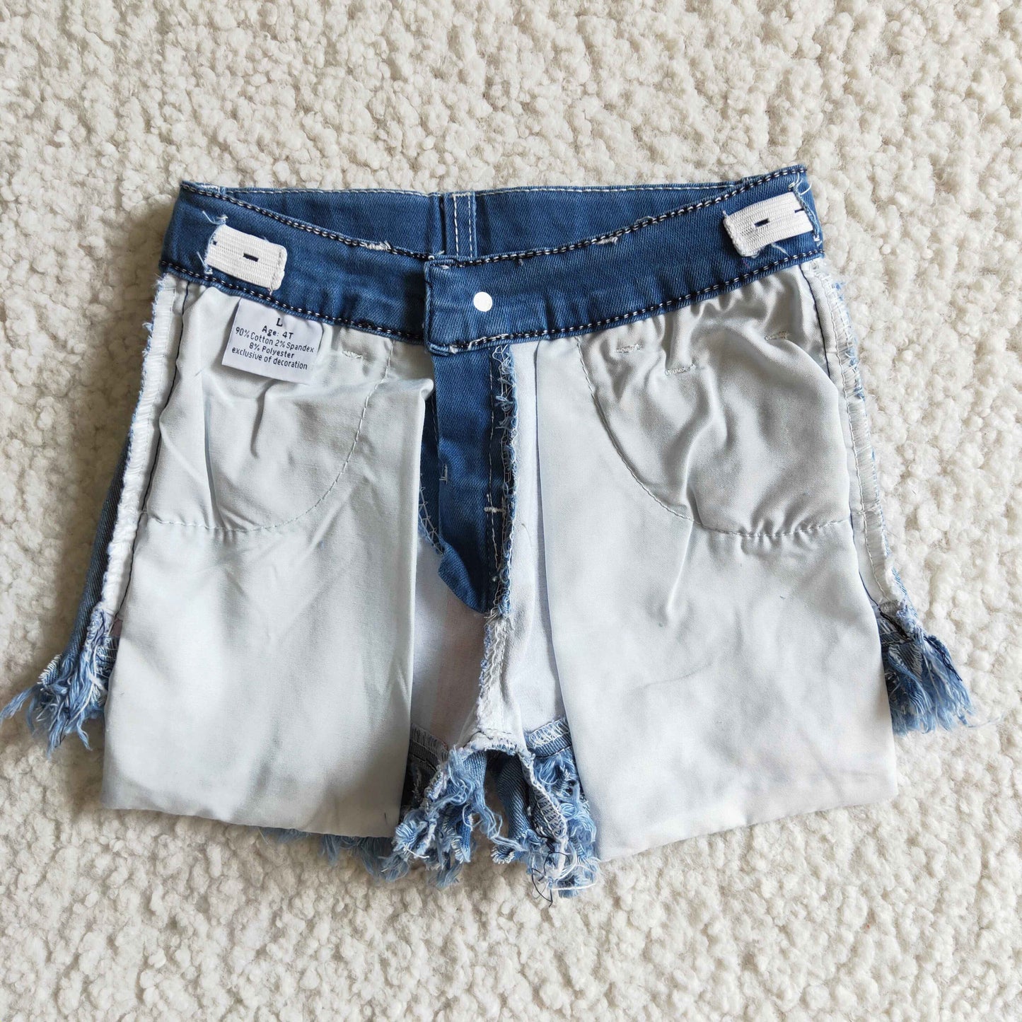 Stars Stripes Blue Denim Baby Girls 4th of July Shorts NC0003