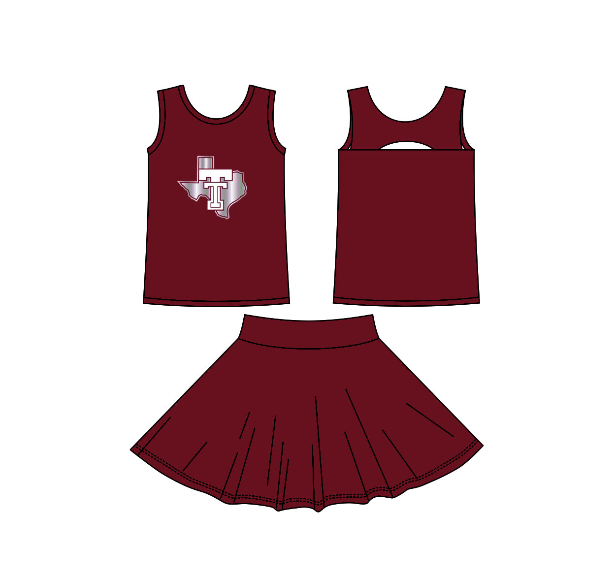 (Custom Design Preorder MOQ 5) Teams Northwest Texans Wine Tank Top Skort Girls Summer Yoga Clothes Set