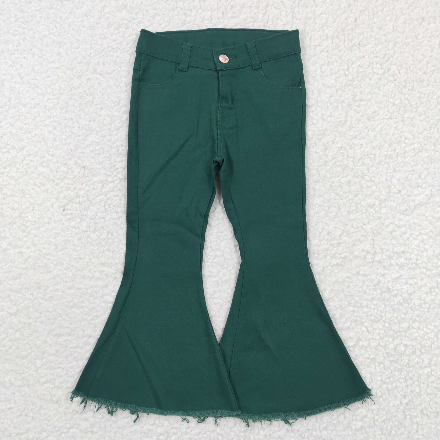 P0073 Green Denim Bell Bottom Jeans Girls Christmas Pants
