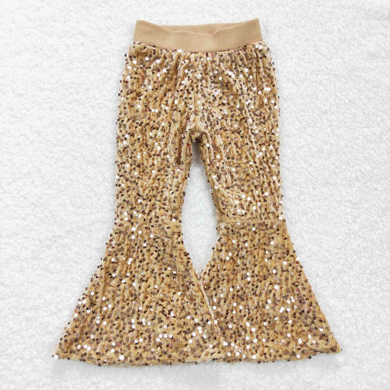 P0110 Gold Baby Girls Sequins Bell Pants