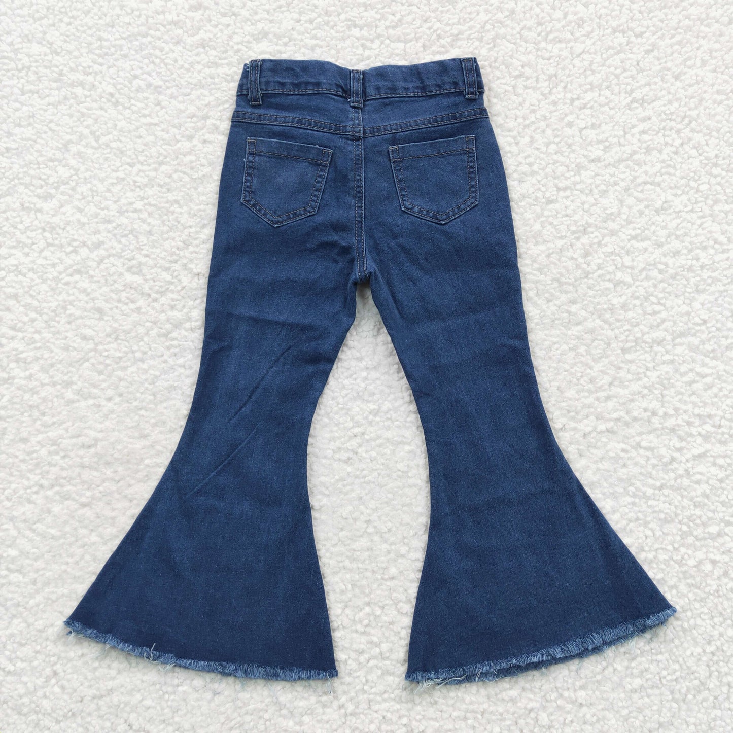 P0126 Aztec Blue Bleached Denim Bell Bottom Jeans Girls Western Pants