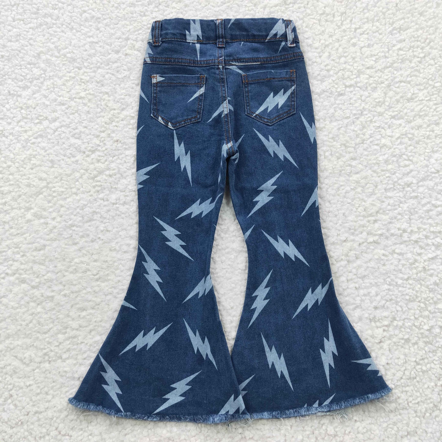 P0128 Flash Blue Denim Bell Bottom Jeans Girls Pants