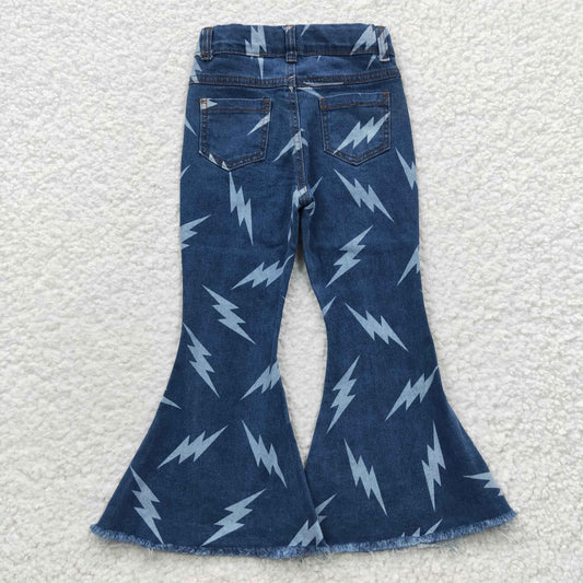 P0128 Flash Blue Denim Bell Bottom Jeans Girls Pants