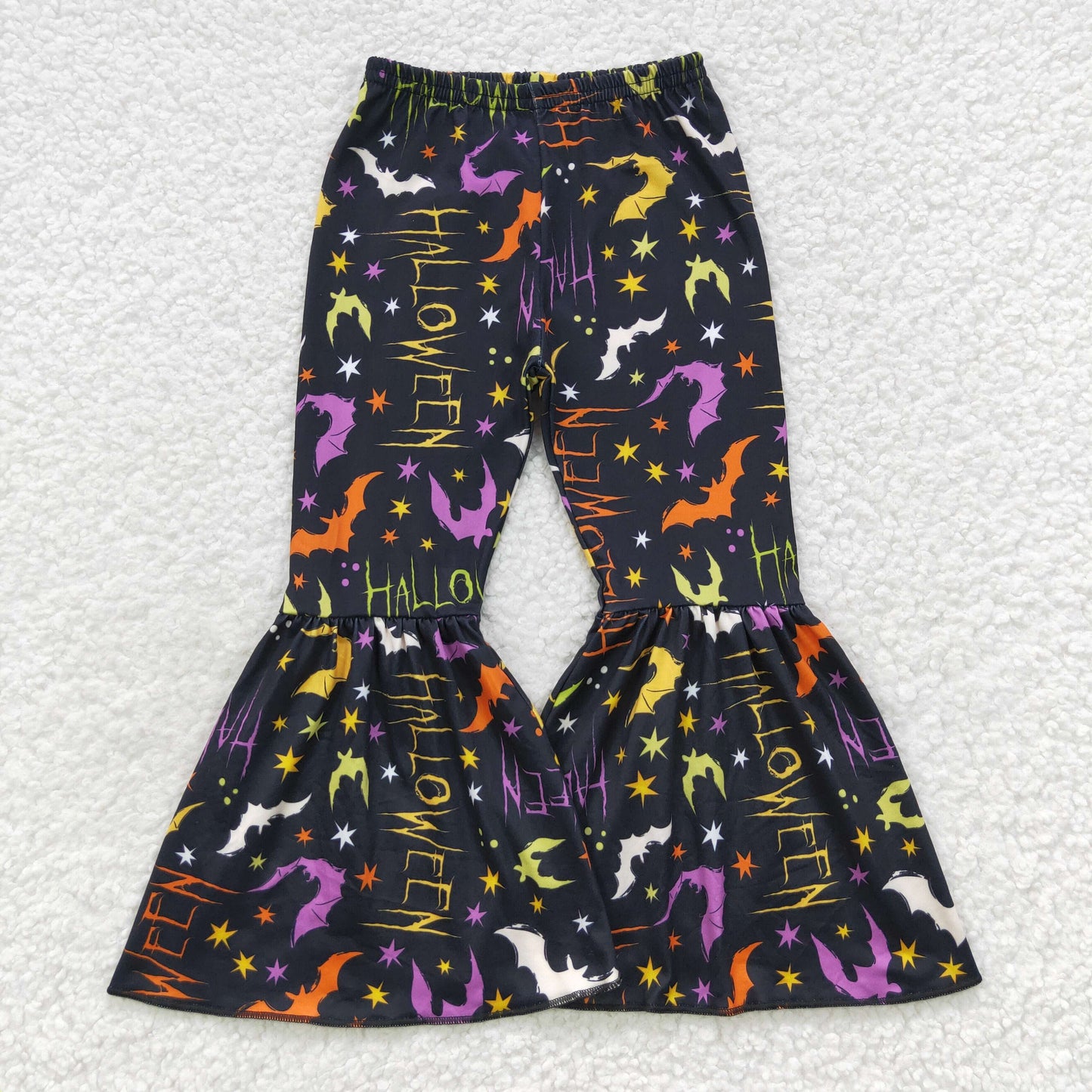 P0174 Witch Bat Stars Baby Girls Halloween Bell Bottom Pants