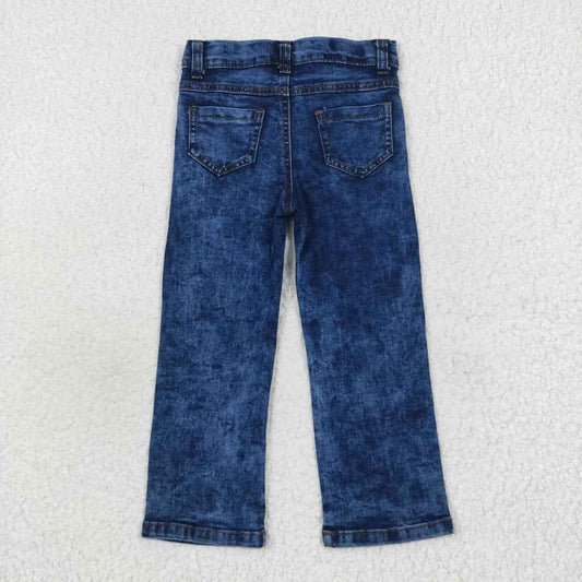 P0197 Blue Hole Denim Straight Bottoms Jeans Kids Pants