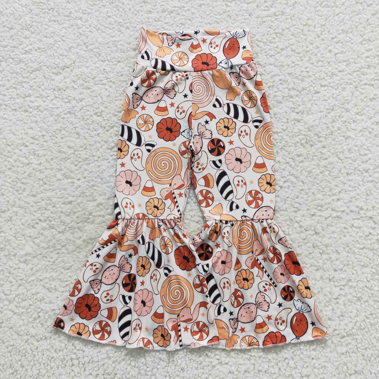 P0255 Ghost Candy Baby Girls Halloween Bell Bottom Pants