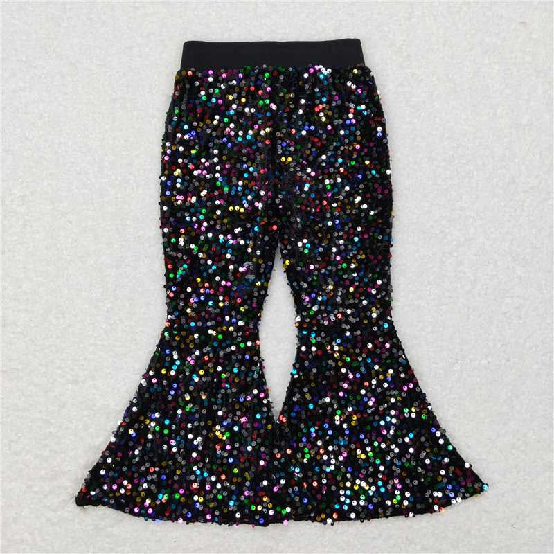 P0329 Black Baby Girls Sequins Bell Pants