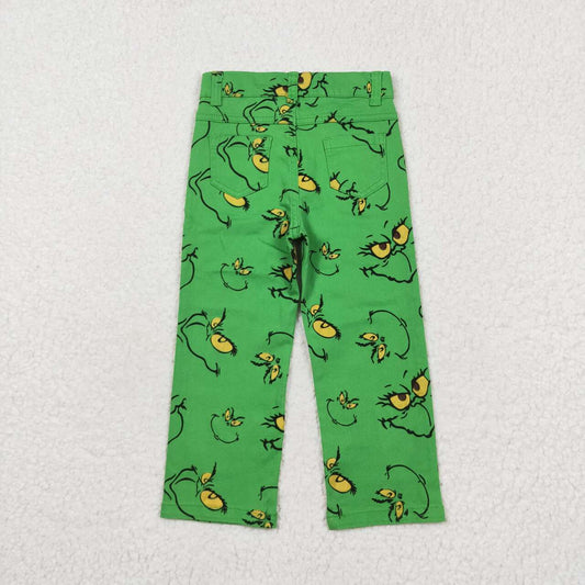 P0485 Green Frog Smiling Denim Bottoms Jeans Boys Christmas Pants