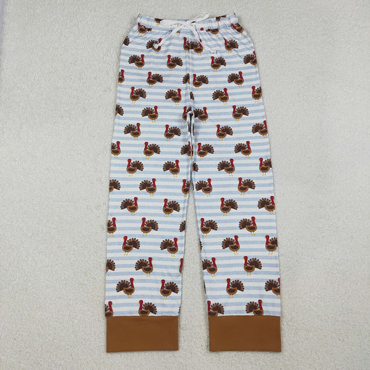 P0516 Turkey Stripes Print Woman Thanksgiving Bottom Pocket Pants