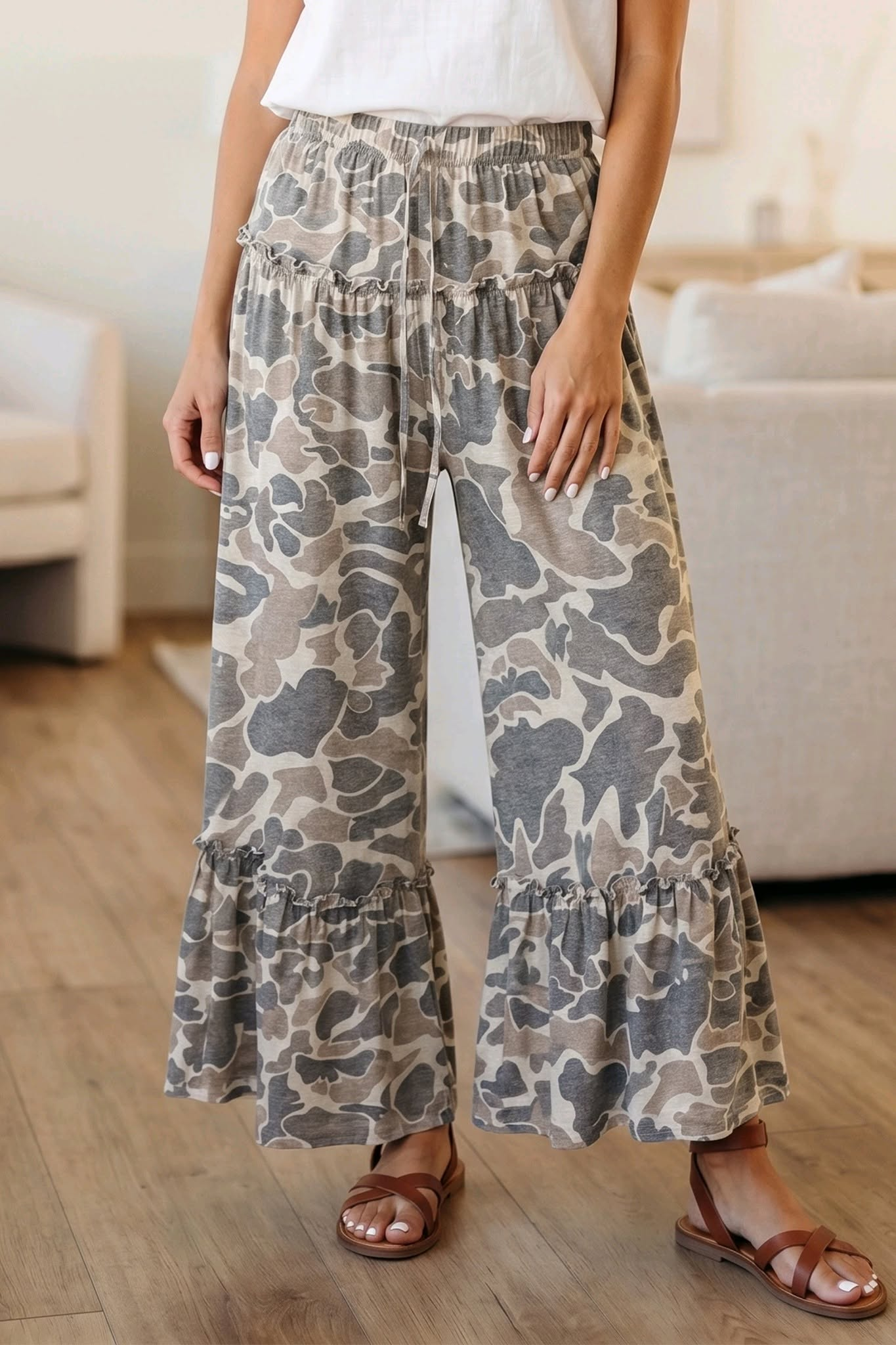 7.6 Preorder Adult Women Khaki Camo Loose Active Pants