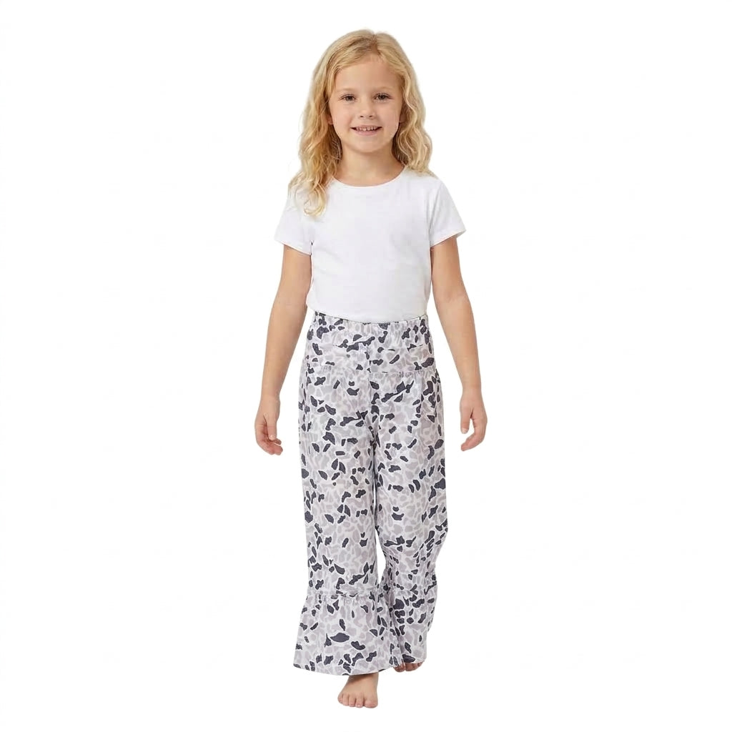 Kids Girls Grey Camo Loose Active Pants