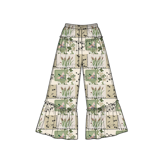 7.6 Preorder KIds Girls Vintage Duck Reed Patchwork Print Wide Leg Pants