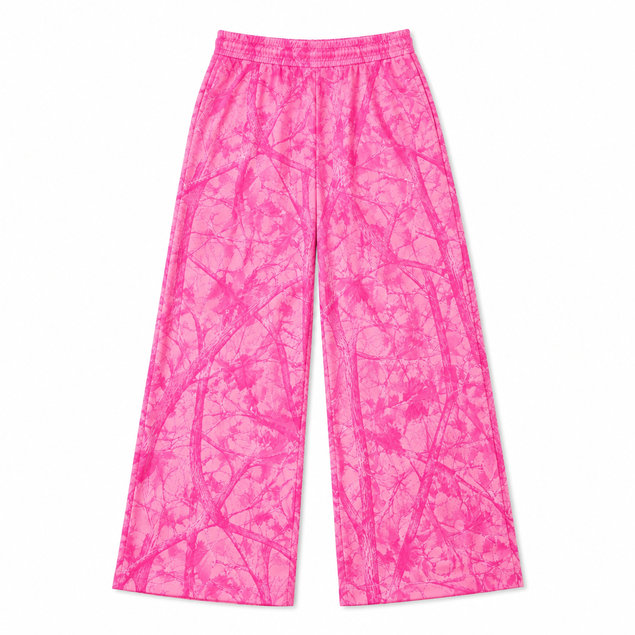 8.6 P1138 Preorder Adult Pink Branch Print Woman Bottom Pockets Straight Pants
