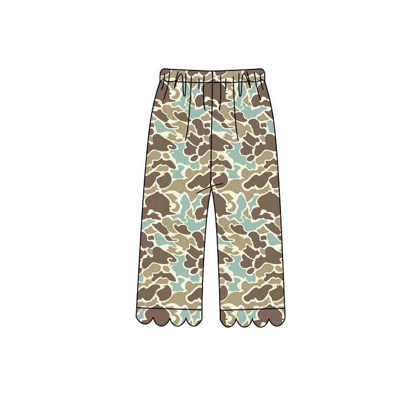 8.10 Preorder Kids Girls Blue Camo Scalloped Pants
