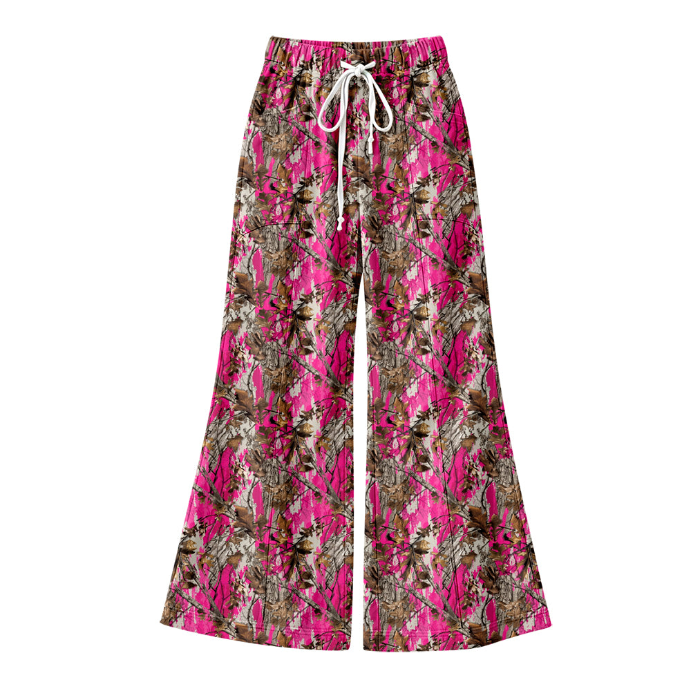 9.11 P1264 Preorder Adult Women Pink Camo Wide Leg Pants