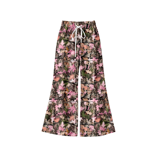10.3 Preorder P1265 Baby Girls Pink Camo Leaf Wide Leg Pants