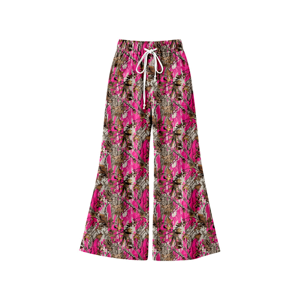 10.3 Preorder P1266 Baby Girls Hot Pink Camo Wide Leg Pants