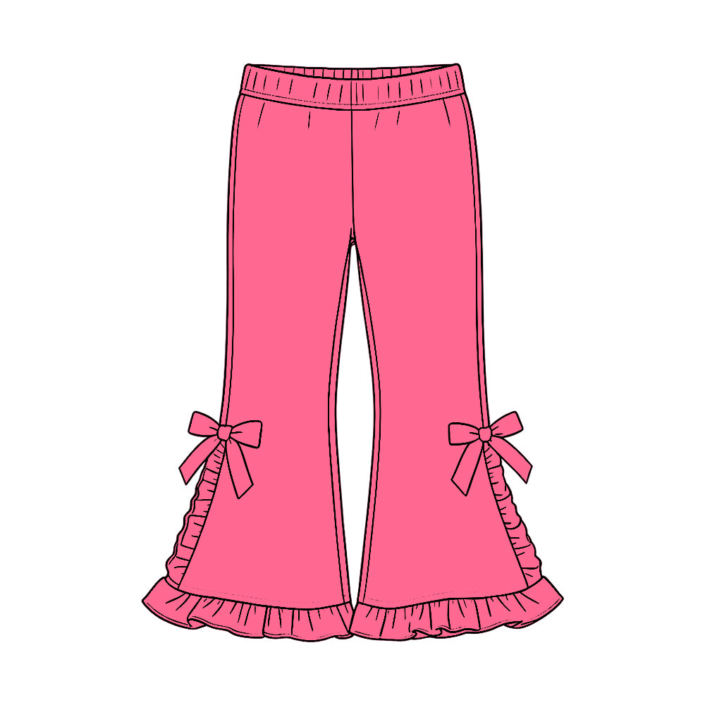 10.6 Preorder P1273 Hot Pink Ruffle Girls Bell Bottom Pants