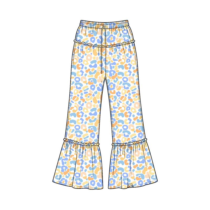 10.27 P1314 Preorder Blue Leopard Print Girls Bell Bottom Pants