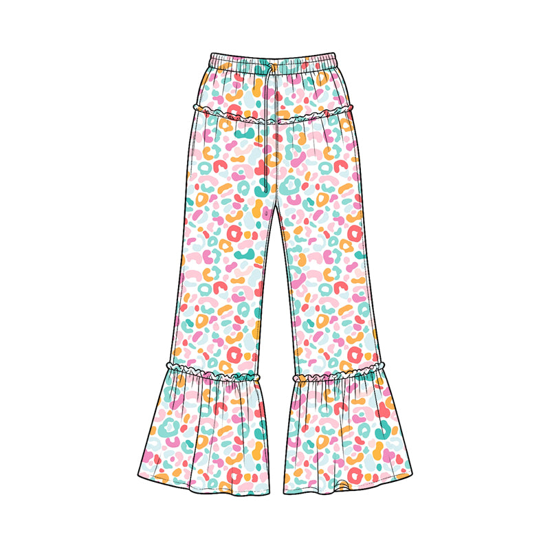 10.27 P1315 Preorder Colorful Leopard Print Girls Bell Bottom Pants