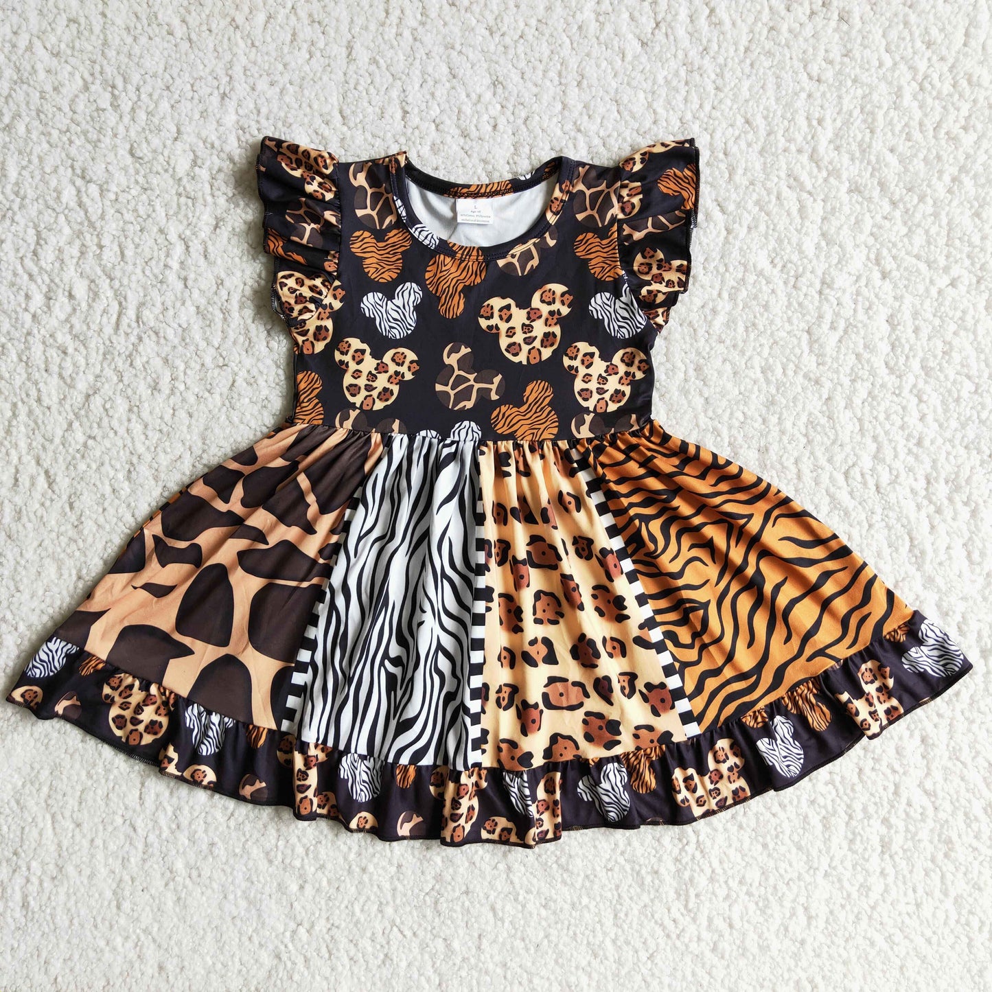 Flutter sleeve knee length dress D8-30