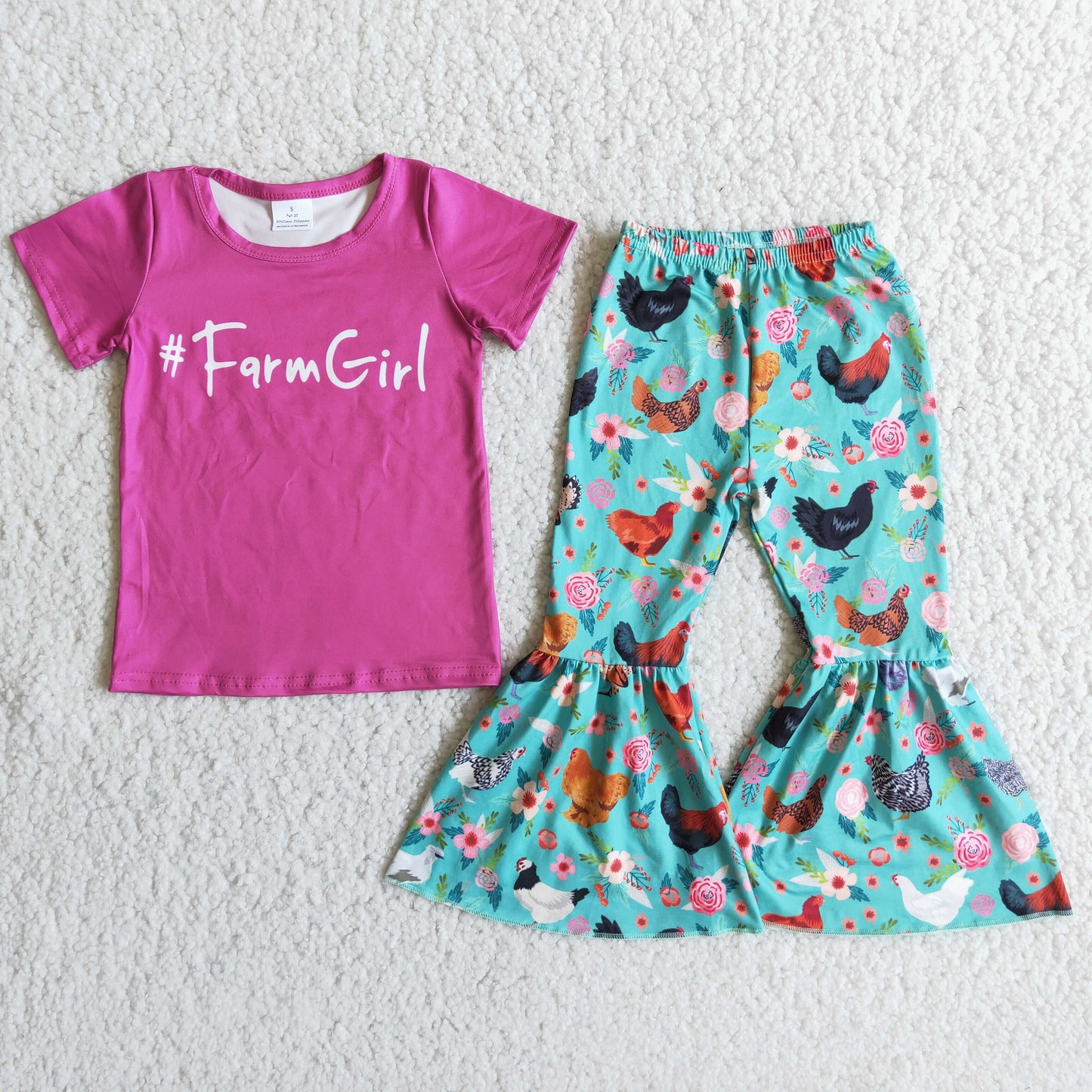 (Promotion)Short sleeve bell bottom pants outfits D8-12