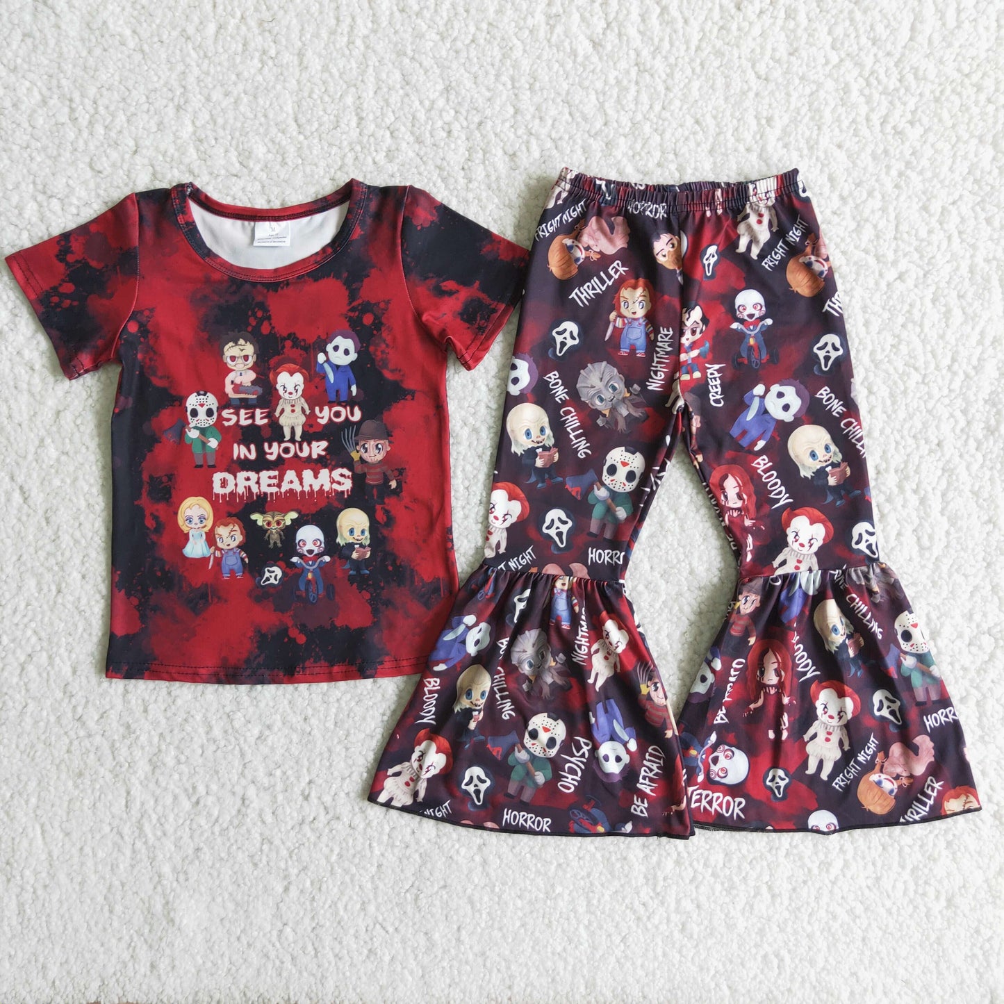 Short sleeve bell bottom pants Halloween outfits B14-1