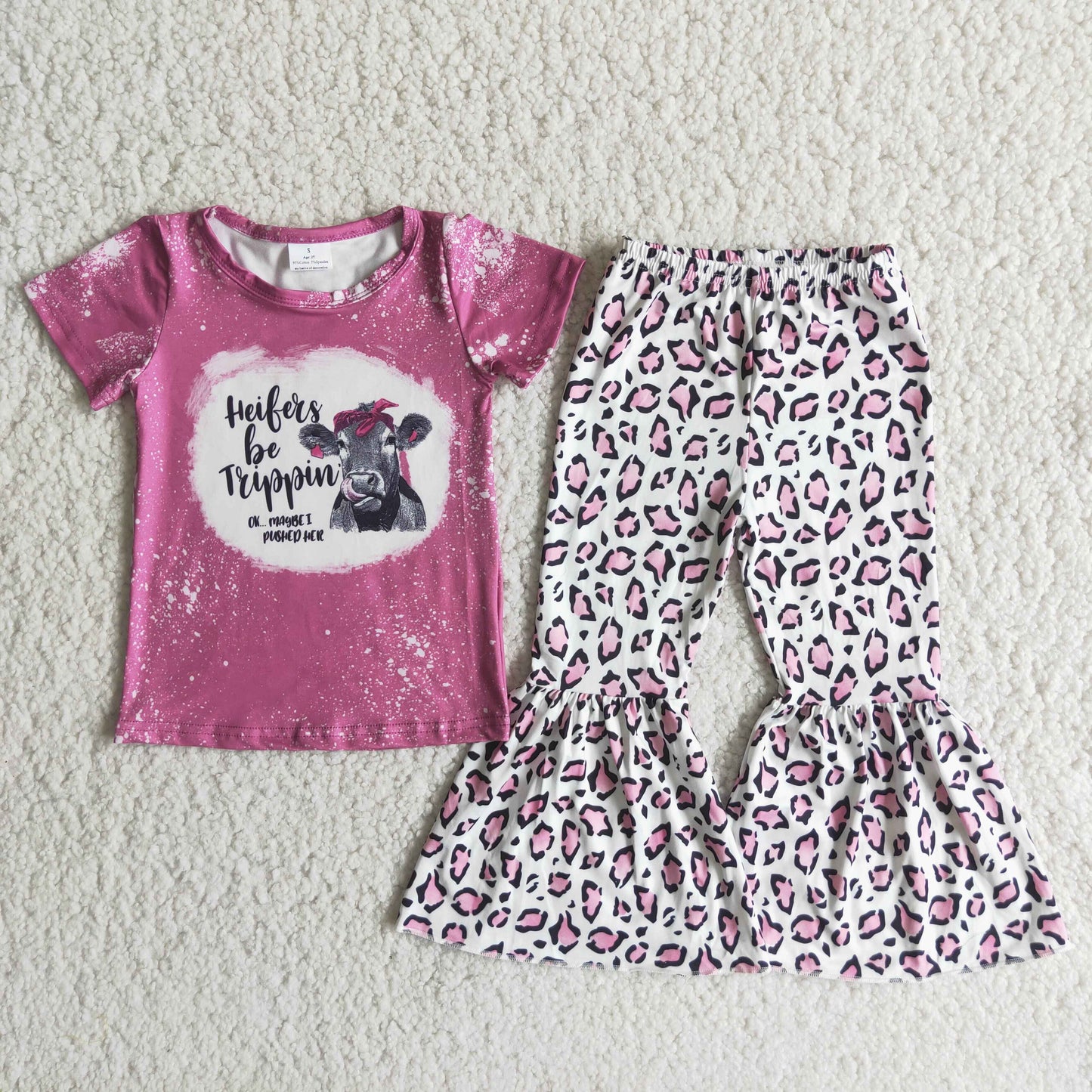 (Promotion)Short sleeve bell bottom pants outfits C3-24