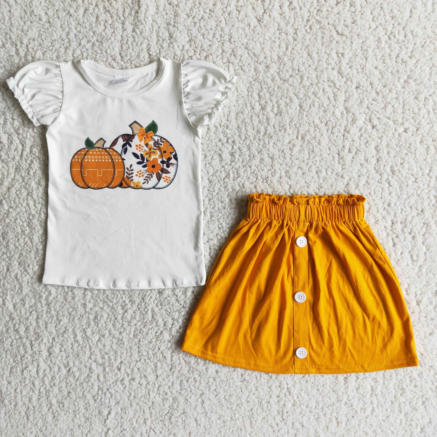 Short sleeve shirt skirt pumpkin outfits D2-15