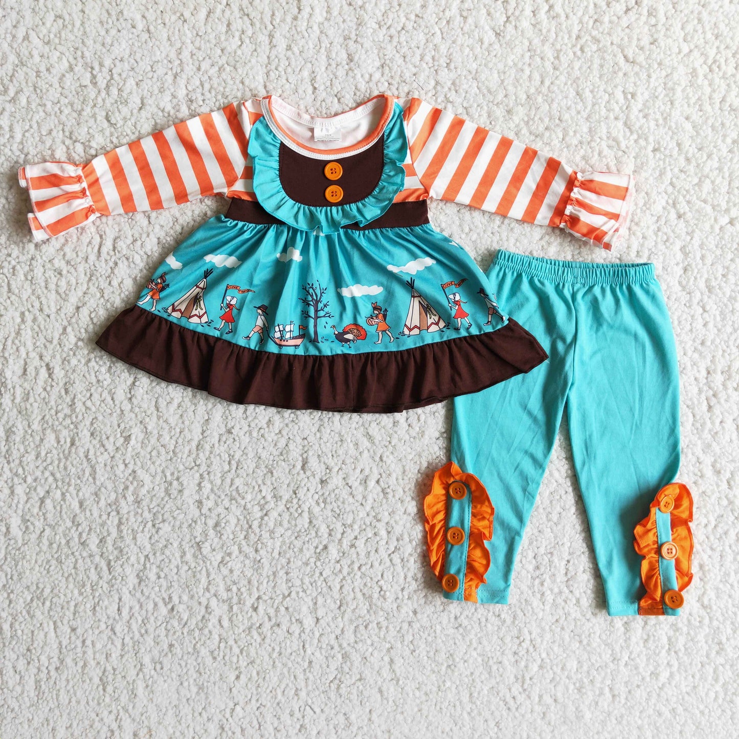 Long sleeve ruffles pants Thanksgiving outfits